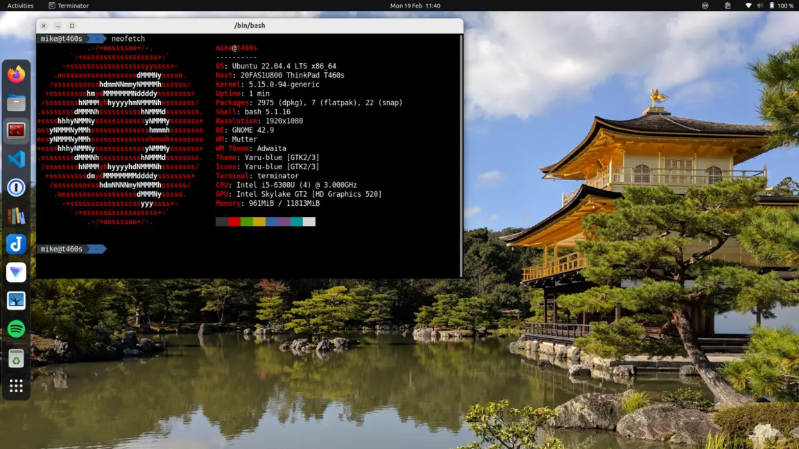 A screenshot of my desktop showing system information